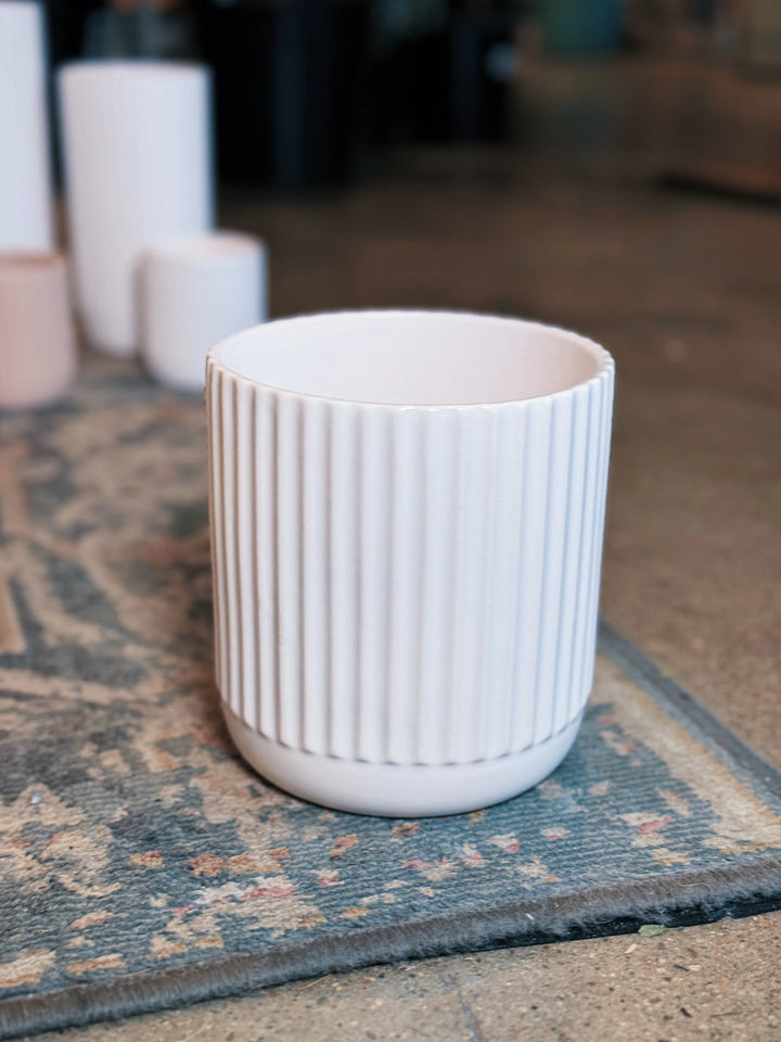 Ribbed Ceramic Vase - 15cm