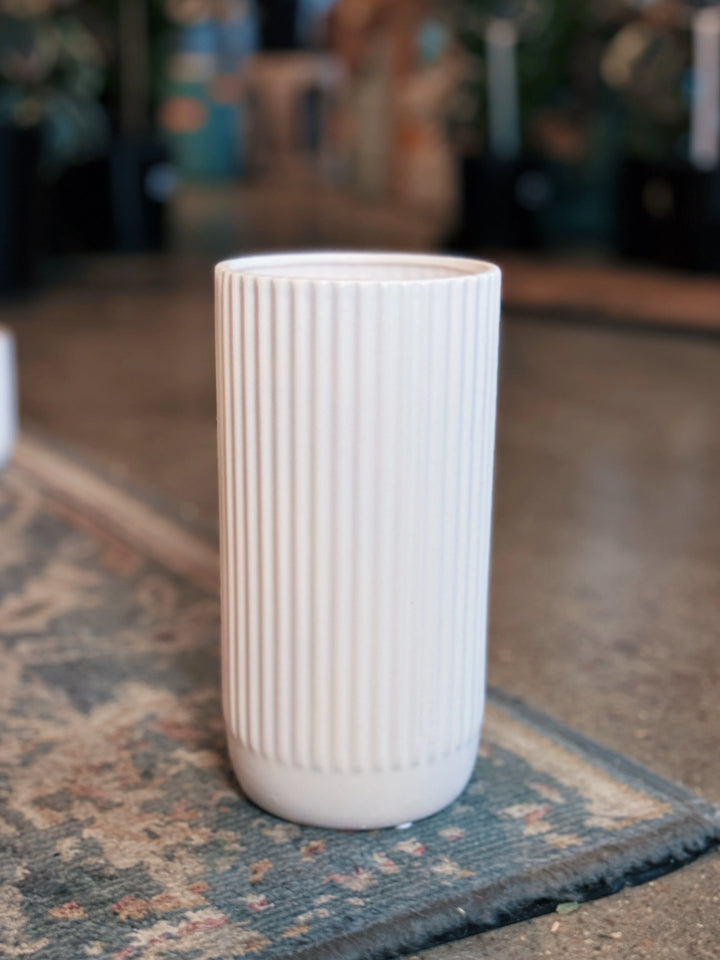 Ribbed Ceramic Vase - Tall